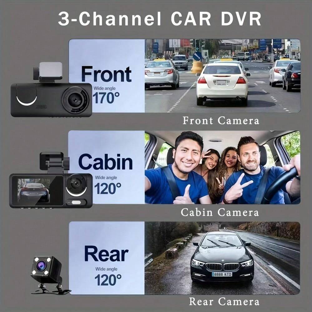 Dash Cam 1080P Per Auto - Grandangolo 170°, Schermo 2.4", G-Sensor, Parcheggio, Loop Recording - Foto 4