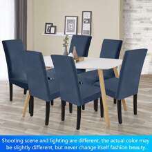 YSTYLE 4-Piece Velvet Back Chair Cover, Universal Chair Cover, Elasticised Scratch-Proof Cat Chair Cover, High Back Chair Cover, Living Room Chair Cover - Navy Blue - View 2