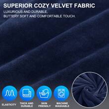 YSTYLE 4-Piece Velvet Back Chair Cover, Universal Chair Cover, Elasticised Scratch-Proof Cat Chair Cover, High Back Chair Cover, Living Room Chair Cover - Navy Blue - View 3