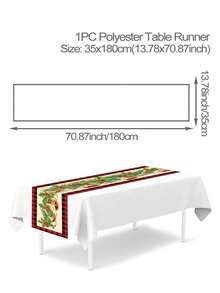 1 件圣诞主题桌旗，圣诞老人姜饼人红花金铃图案，圣诞快乐，适合圣诞派对装饰、客厅墙壁装饰、万圣节、万圣节装饰 - 彩色 - 查看 13