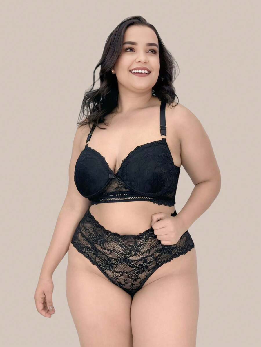 Plus Size Sexy Lingerie - 黑色 - 查看 1
