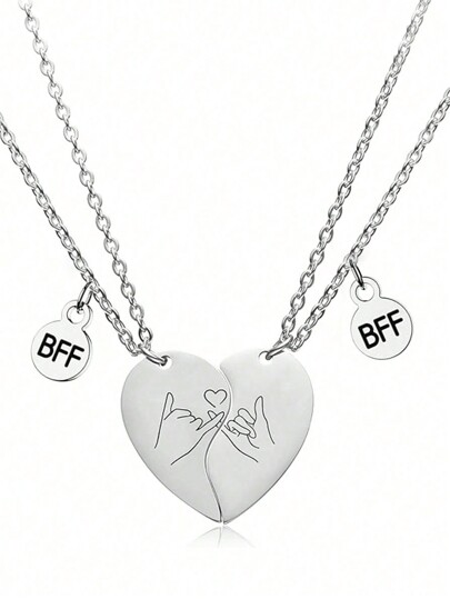 suteyi Best Friend Necklace Suitable For Girls, BFF Necklace Suitable For 2 People, Half Heart-Shaped Necklace Set Suitable For 2 People, Friendship Necklace Gift Suitable For Girls