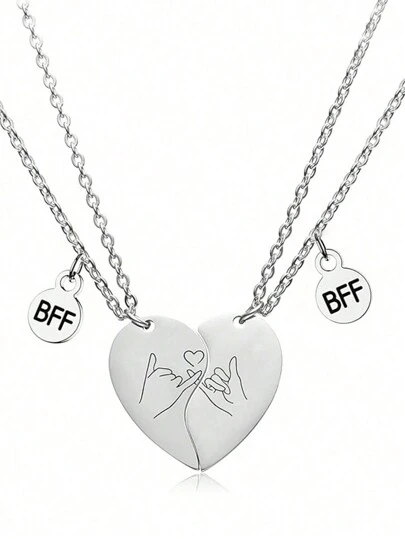suteyi Best Friend Necklace Suitable For Girls, BFF Necklace Suitable For 2 People, Half Heart-Shaped Necklace Set Suitable For 2 People, Friendship Necklace Gift Suitable For Girls