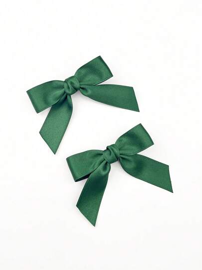 2个深绿色蝴蝶结发夹，适合女性，情人节礼物，蝴蝶结发夹，发爪，发卡，上学用品，优雅，学院风，冬季女装，蝴蝶结，可爱，圣诞节女装，发饰，头饰，女士发饰