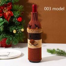 Decoración navideña, Funda de botella de vino navideña con diseño de punto de Papá Noel y muñeco de nieve, decoración para la cena de Navidad, ambiente de restaurante