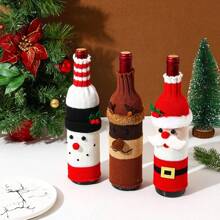 Decoración navideña, Funda de botella de vino navideña con diseño de punto de Papá Noel y muñeco de nieve, decoración para la cena de Navidad, ambiente de restaurante
