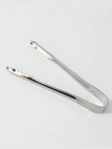 1 pieza Pinzas resistentes al calor de acero inoxidable, herramienta de cocina para cubitos de hielo, pan, pasteles, pasteles, bistecs, pizza - Plateado - Ver 10