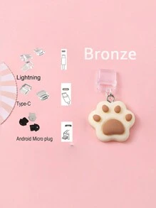 1pc Dog Paw, Cat Paw, Bear Paw Resin Anti-Dust Plug For IPhones, Android, Lightning, And Type-C Ports - Clear - View 7