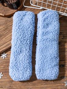 1 Pair Of Thick Fuzzy Socks. Non Slip Floor Socks, Winter Warm Socks, Solid Color Women's Mid Tube Socks, Home Sleeping Socks - Multicolor - View 15