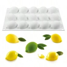 1pc 3D 15 Grid Lemon Mousse Mold, Home Kitchen Fruit Baking Mold, DIY Chocolate, Sandwich, Soap, Candle Silicone Mold 15 With Apple, 12 With Banana Mold