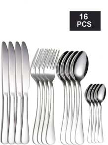 Juego de cubiertos de acero inoxidable de 4 piezas/16 piezas/24 piezas, apropiado para el hogar, restaurante, hotel, haciendo tus cenas mejor, cocina, regalo de Navidad, útiles escolares