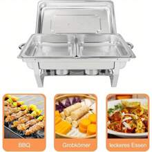 9L Edelstahl Warmhaltebehälter Speisenwärmer Buffetwärmer mit Faltbaren Beinen Wärmebehälter für Catering Buffet und Party