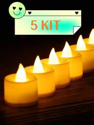 5 UnidadesVela Led Eletrônica Amarela Linda Decorativa Com Baterias/Festa/Casamento/Decoração