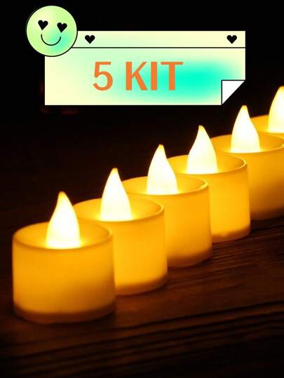 5 UnidadesVela Led Eletrônica Amarela Linda Decorativa Com Baterias/Festa/Casamento/Decoração