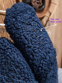 1 Pair Of Thick Fuzzy Socks. Non Slip Floor Socks, Winter Warm Socks, Solid Color Women's Mid Tube Socks, Home Sleeping Socks - Multicolor - View 7