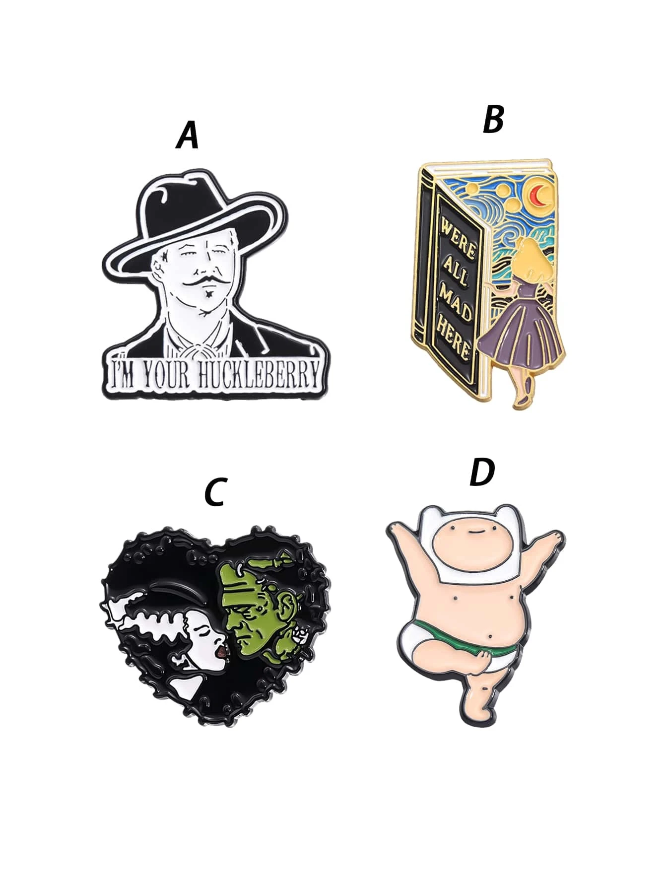 1pc Creative Black Suits, Black Hats, Cool Pins, Cartoon Brooches,Fairy