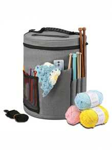 Large Capacity Crochet Bag: Yarn Storage, Knitting Needle Organizer, Crochet Tote Bag With Front Pocket For Storing Yarn, Hooks And Needles - Lightweight,Boho Vibes
