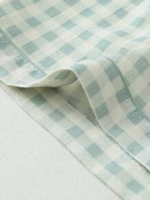 2pcs/Set Women Plaid Print Sleepwear Short Sleeve Buttoned Collar Top And Shorts, Summer Casual Pajamas,Two Pieces Set