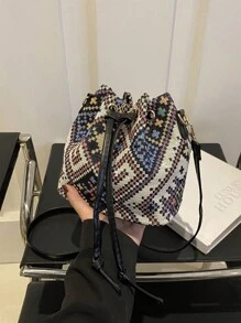 2026新款中国风布艺单肩包，书法单肩包，女士复古印花水桶包，春季休闲时尚女手提包 - 彩色 - 查看 11