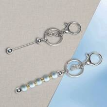 12pcs Fashion Alloy Beaded Keychain Accessories DIY Craft Boyfriend Girlfriend Valentine Gift