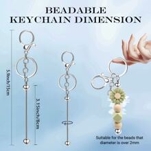 12pcs Fashion Alloy Beaded Keychain Accessories DIY Craft Boyfriend Girlfriend Valentine Gift