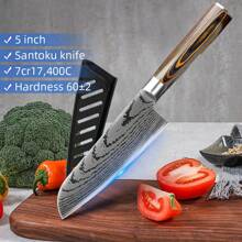 1pc 7-Inch Stainless Steel Vegetable Cleaver With Wooden Handle - Brown - View 4