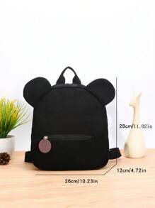 One Girls Cute Cartoon Bear Zippered Backpack, Suitable For Daily Use - Black - View 4