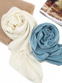1 pièce Foulard hijab en velours satin pour femme - Multicolore - Voir 6