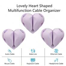 3PCS/Pack Unique Heart Shaped Cable Holder Multifunctional Adhesive Cabel Organizer Cable Tie Clip Cable  Securing Clip Headphones Cable Clips  Lovely Heart-Shaped Car Cable Holder Car Charger Line Clasp