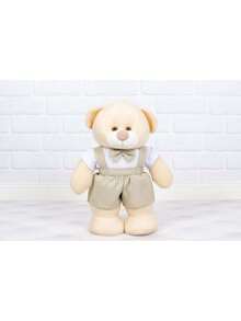 Teddy Bear Shorts With Suspender For Baby's Room 25 Cm Fixed Standing - Ideal For Niche And Decorations - 卡其色 - 查看 1