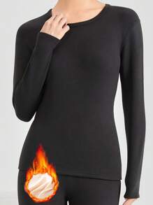 Women's Autumn/Winter Thermal Underwear Top - Thermal Underwear Base Layers Top With Thermal Lined - Black - View 4