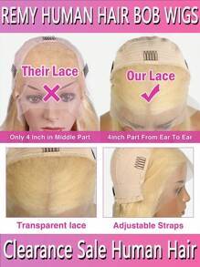 200% 13X4 HD Lace Frontal Wig Glueless Blonde Bob Wigs Human Hair Lace Frontal Wigs 613 Blonde Short Straight Bob Hair Wigs For Women Transparent Lace Frontal Human Hair Wigs