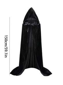 1 pieza Capa con capucha unisex para fiestas y actuaciones, con tela, ideal para varios festivales, disfraz de Halloween, diablo, vampiro, disfraz, accesorios de disfraz de festival, capa negra de Navidad