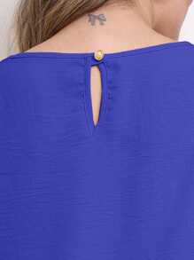 MARILYN MONNA Women's Blouse Tailored Simplicity Elegant Social Basic Crepe 3/4 Princess Sleeve Tamires - 寶藍色 - 查看 4