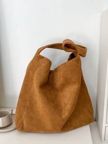 Retro Suede Large Capacity Casual Tote Bag, Color-Blocking Tote Handbag For Women Daily Use And Commute, Fashion Suede Bag Purse, Tote Bags For Ladies, Newest Fashionable Suede Bag For Women