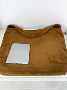 Retro Suede Large Capacity Casual Tote Bag, Color-Blocking Tote Handbag For Women Daily Use And Commute, Fashion Suede Bag Purse, Tote Bags For Ladies, Newest Fashionable Suede Bag For Women