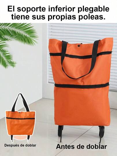 1 Bolsa de compras reutilizable de gran capacidad extra con ruedas plegable, bolsa de compras multifuncional, bolsa de almacenamiento de equipaje, carrito de compras, portátil y conveniente para almacenamiento y viajes de compras en supermercados Color Sopresa Bolsa Y Carrito 2 En 1 Plegable Con Ruedas Carrito Bolso Portátil Con Ruedas Plegable Ajustable Para Mandado Supermercado