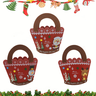 1/3PCS ,Christmas Felt Gift Bags , Themed Gift Tote Bags With Festive Cartoon Designs - Santa, Snowman, Reindeer - Holiday Candy And Apple Bag ,Christmas Storage Bag,Party Favors& Treats,Christmas Decorations, Halloween, Halloween Decoration