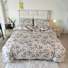 3 件套涤纶哑光印花羽绒被套，3 件套 [羽绒被套 + 2 个枕套。羽绒被和枕套无衬垫] - 小葉花枝 - 查看 1