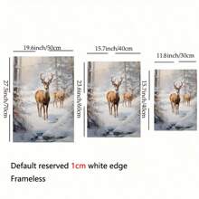 1 pièce Peinture murale décorative moderne, affiche de paysage de Noël d'hiver, décor de ferme, cerf, pomme de pin, bonhomme de neige, paysage naturel, peinture sur canevas HD sans cadre pour décoration murale de salon