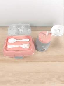 Juego de lonchera para adultos y niños, toper y botella  CON FIGURITAS - Verde Oliva - Ver 3