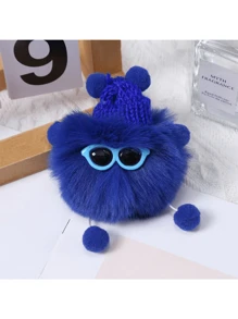 1 件仿兔毛精灵毛绒吊坠、包包可爱娃娃吊坠、汽车钥匙扣（眼镜颜色随机）