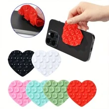 1 Stück Herz-förmiger Silikonständer mit beidseitiger Saugnapfhalterung, multifunktional tragbar, kompatibel mit iPhone, Android Smartphones, Geschenk zum Geburtstag, für Familie, Freunde, Handyhalterung, Handyzubehör