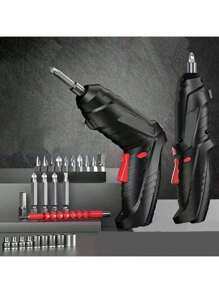47 Pieces Multifunctional Tool Kit Chargeable Electric Hammer, Cordless Electric Screwdriver, Socket Bits And Drill Bits, USB Charging, Flexible Shaft For Screwdriver - 黑色 - 查看 2