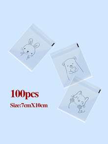 100 chiếc túi đựng bánh mì trong suốt tự dán họa tiết hoạt hình dễ thương dùng đựng bánh bao, bánh ngọt, bánh mì cắt lát, bánh mì cuộn nguyên cám - Màu trong suốt - Xem 7