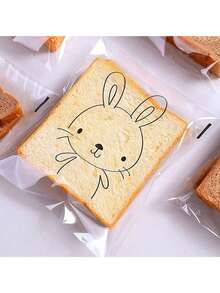 100 chiếc túi đựng bánh mì trong suốt tự dán họa tiết hoạt hình dễ thương dùng đựng bánh bao, bánh ngọt, bánh mì cắt lát, bánh mì cuộn nguyên cám - Màu trong suốt - Xem 8