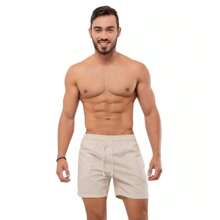 Mauricinho Men's Linen Twill Shorts. - 淺色水洗藍 - 查看 2