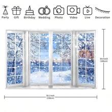 1 Stück Winterfenster Hintergrund, Schneewunderland Schneewald Fotografie Hintergrund Dekorationsbanner 210 x 150 cm / 150 x 100 cm / 100 x 75 cm Winterlandschaft Hintergrund Weihnachtsfeier Dekoration, Winterparty Dekoration, Weihnachten