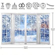 1 Stück Winterfenster Hintergrund, Schneewunderland Schneewald Fotografie Hintergrund Dekorationsbanner 210 x 150 cm / 150 x 100 cm / 100 x 75 cm Winterlandschaft Hintergrund Weihnachtsfeier Dekoration, Winterparty Dekoration, Weihnachten
