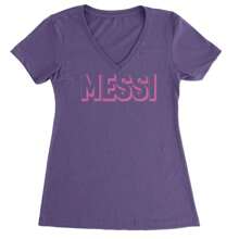 Messi OUTLINE Miami Futbol Ladies V-Neck T-Shirt